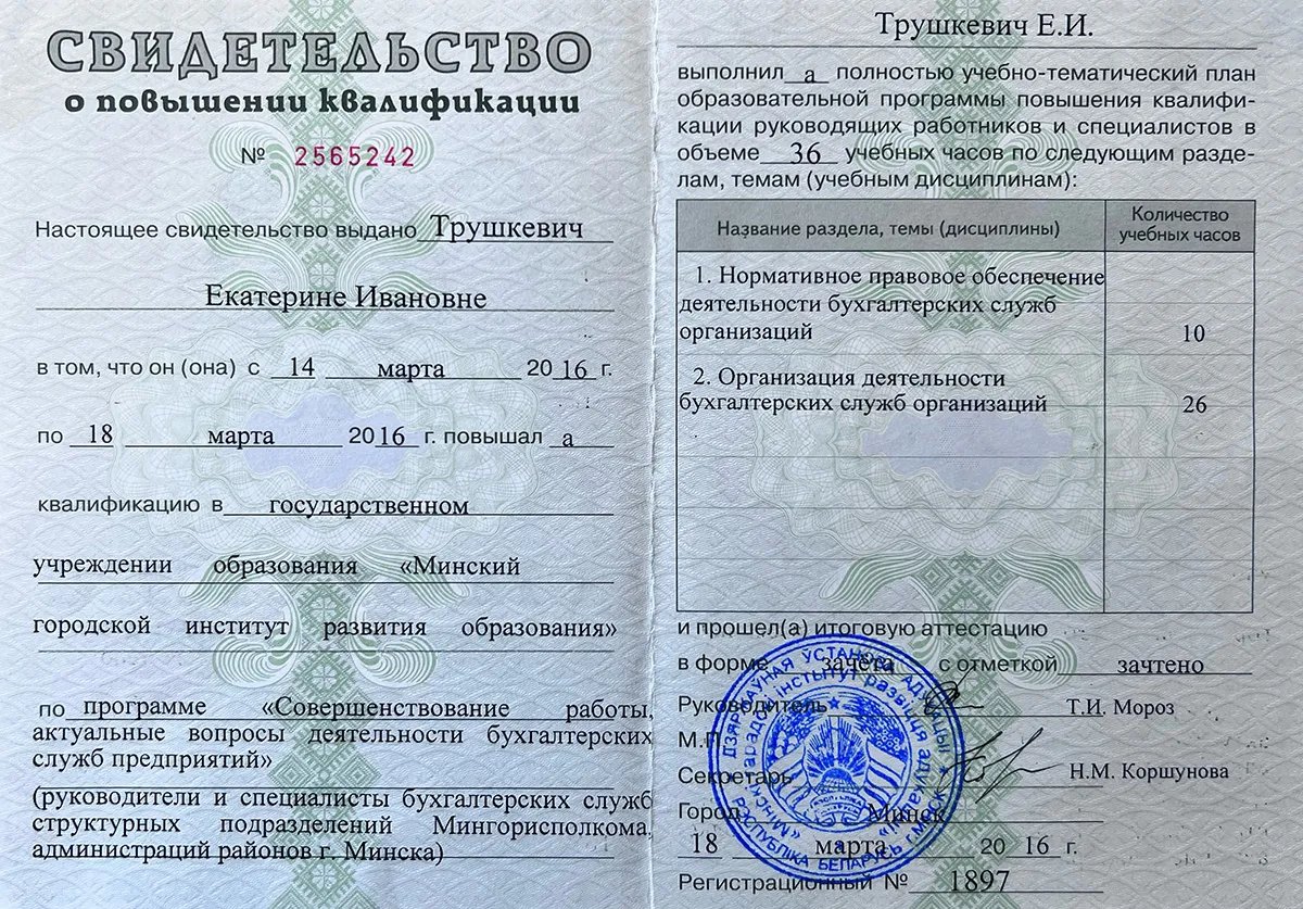 Свидетельство по налоговой деятельности